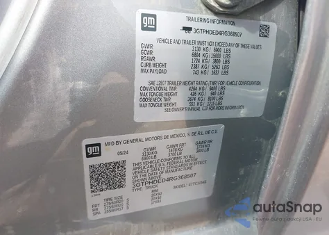 2024 GMC Sierra 1500 2Wd Short Box Slt z USA, uszkodzony, nr VIN 3GTPHDED4RG368507